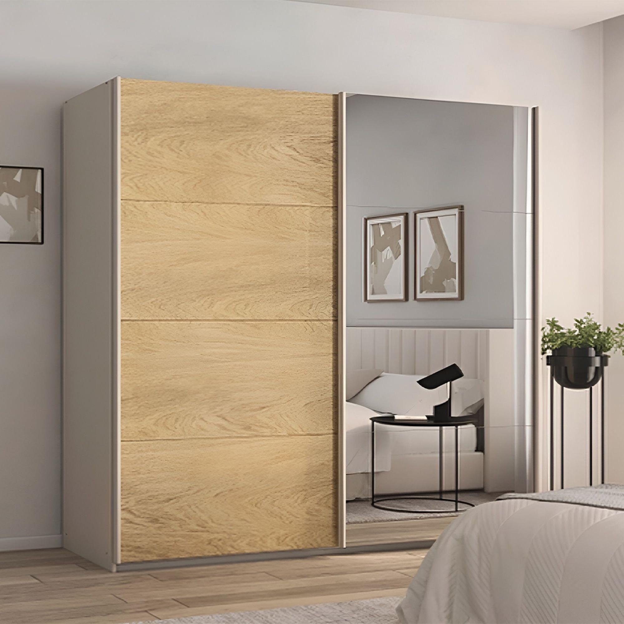 Malva Sliding Mirror Wardrobe - 271cm - 2 Door - Champagne