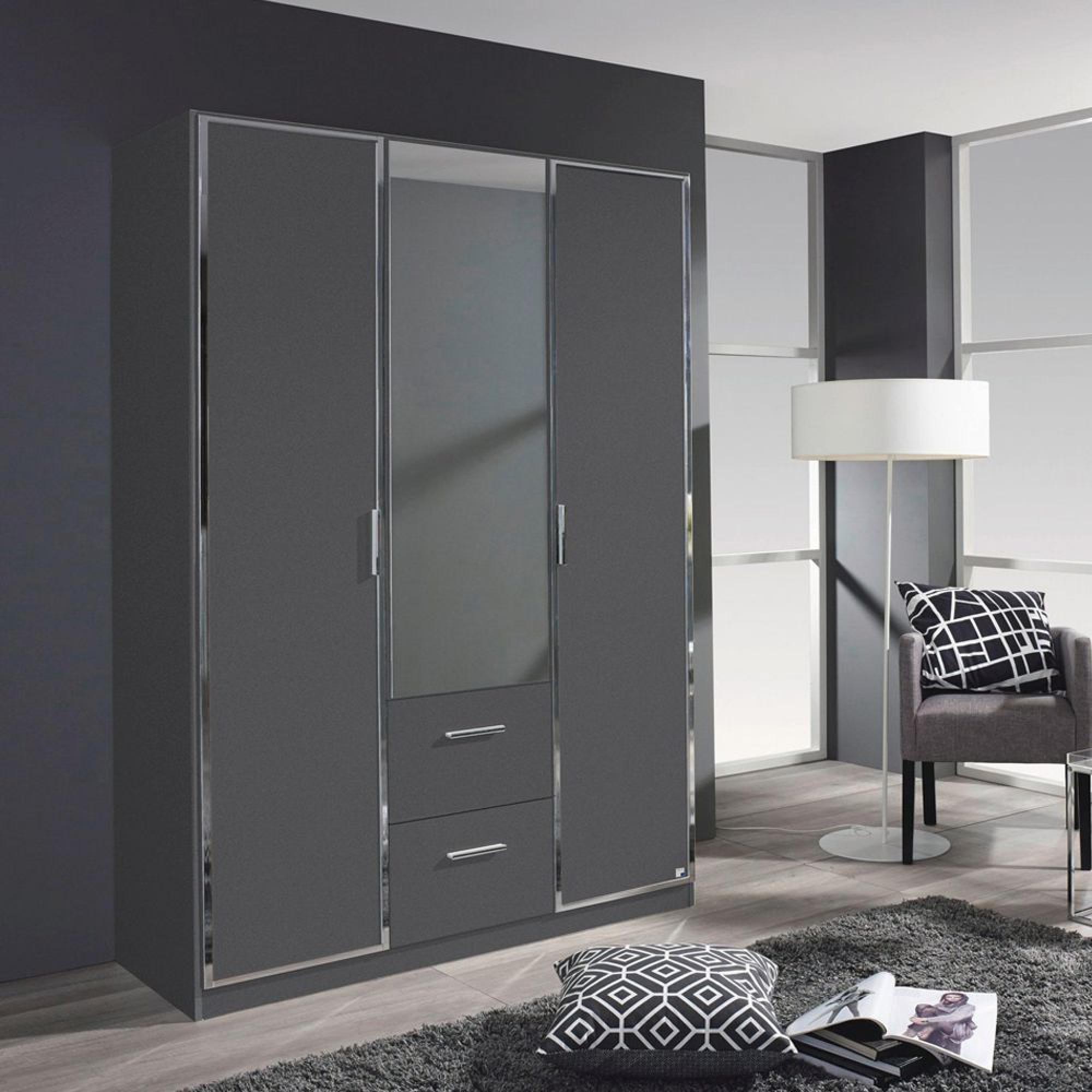 Marl Wardrobe - 136cm - 3 Door - Combi - Metallic Dark Grey