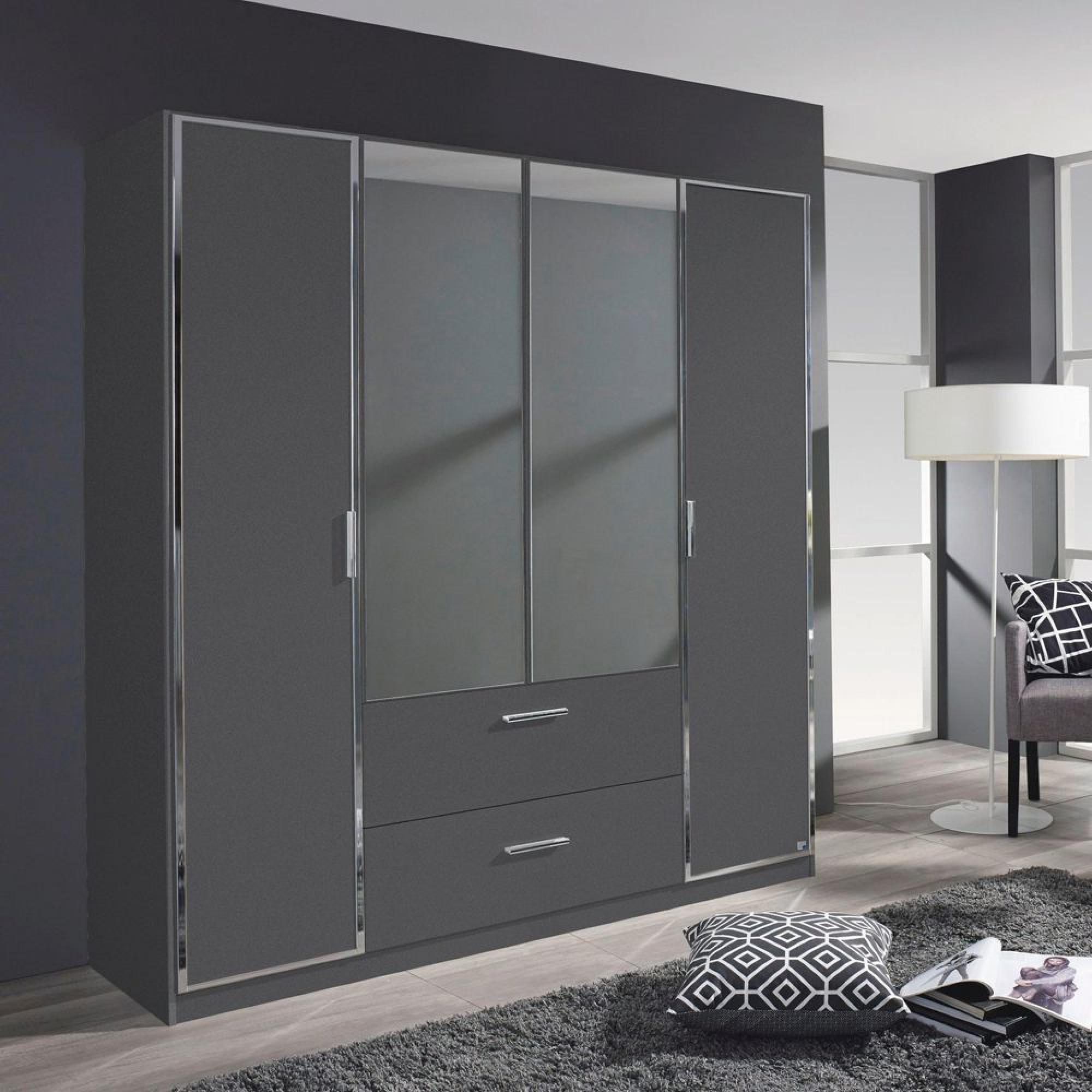 Marl Wardrobe - 181cm - 4 Door - Combi - Metallic Dark Grey