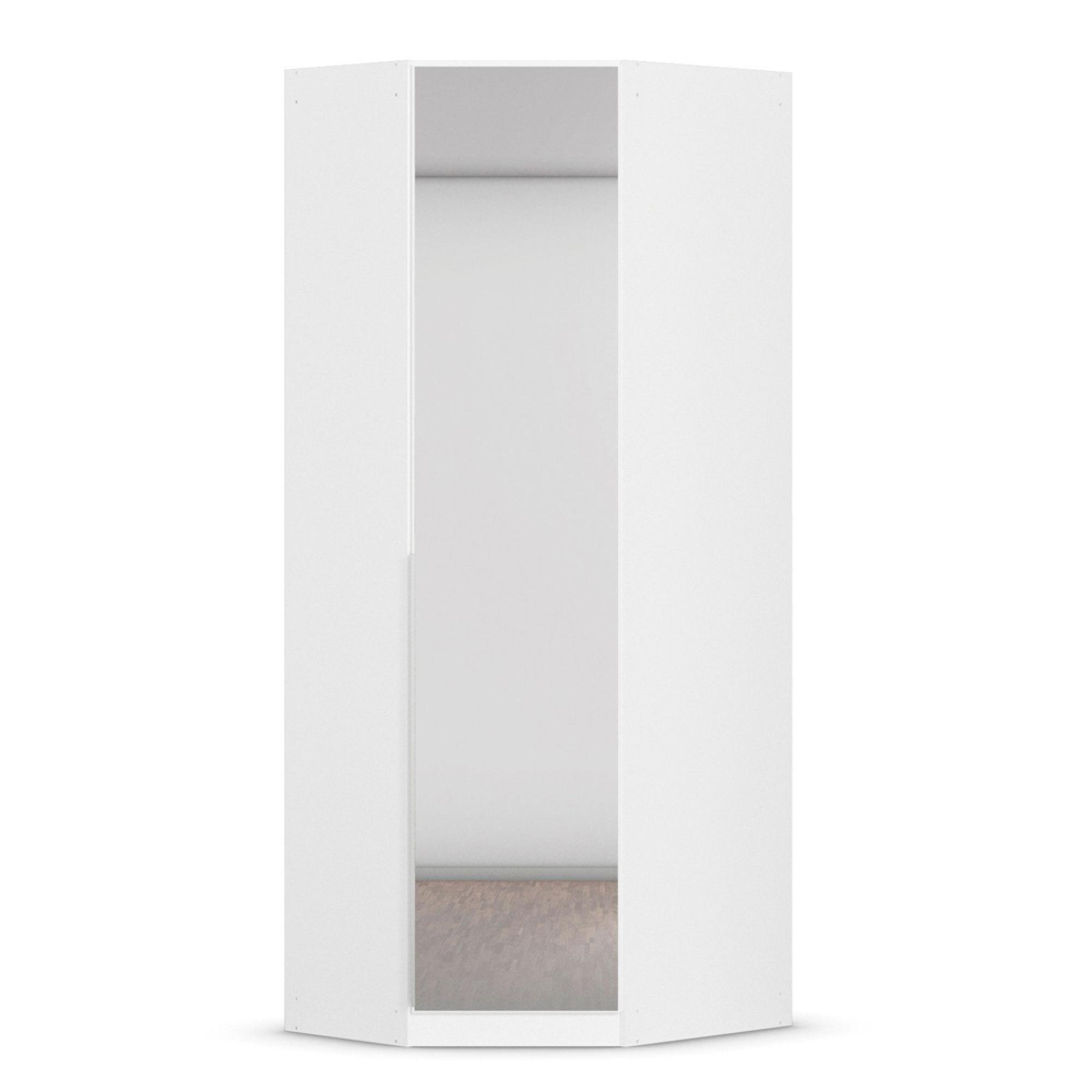 Memphis Wardrobe - 87cm - 1 Door Corner - Mirror - Alpine White