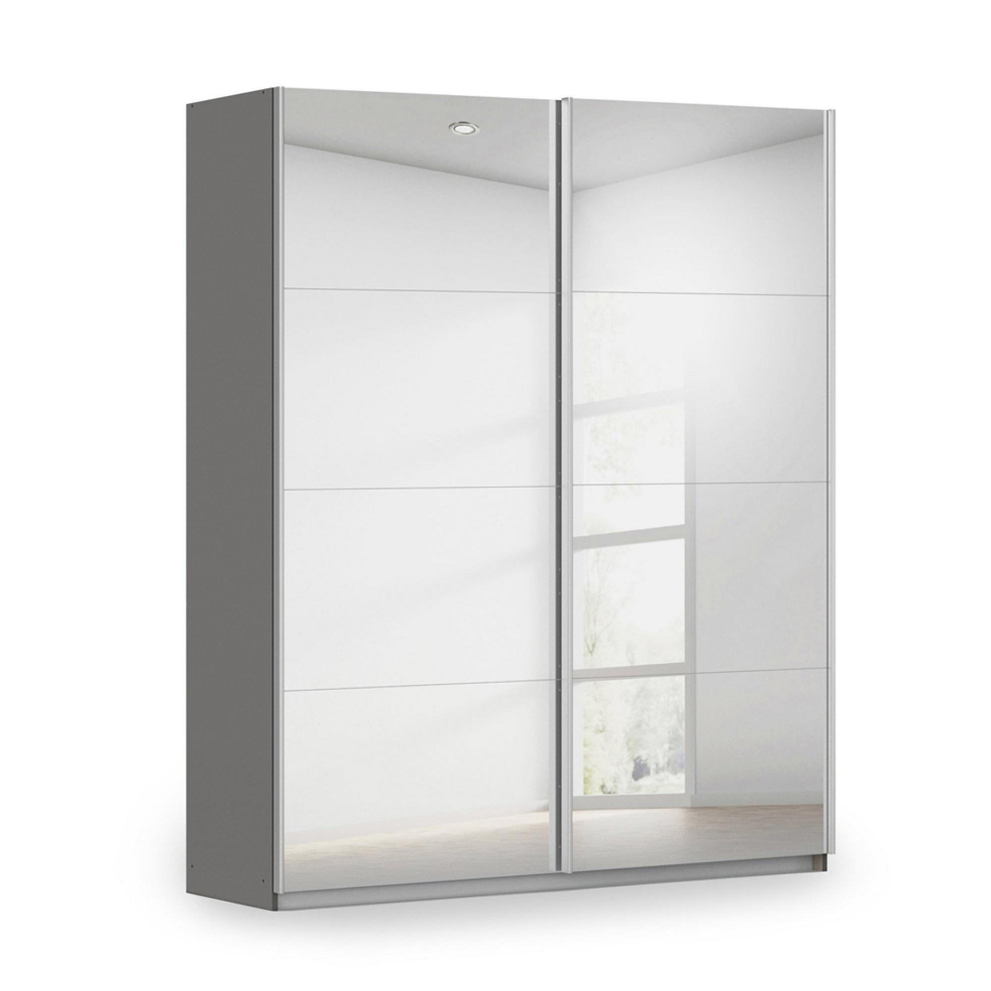 Miramar Type-3 Sliding Wardrobe - 181cm - 2 Door - Fully Mirrored - Graphite