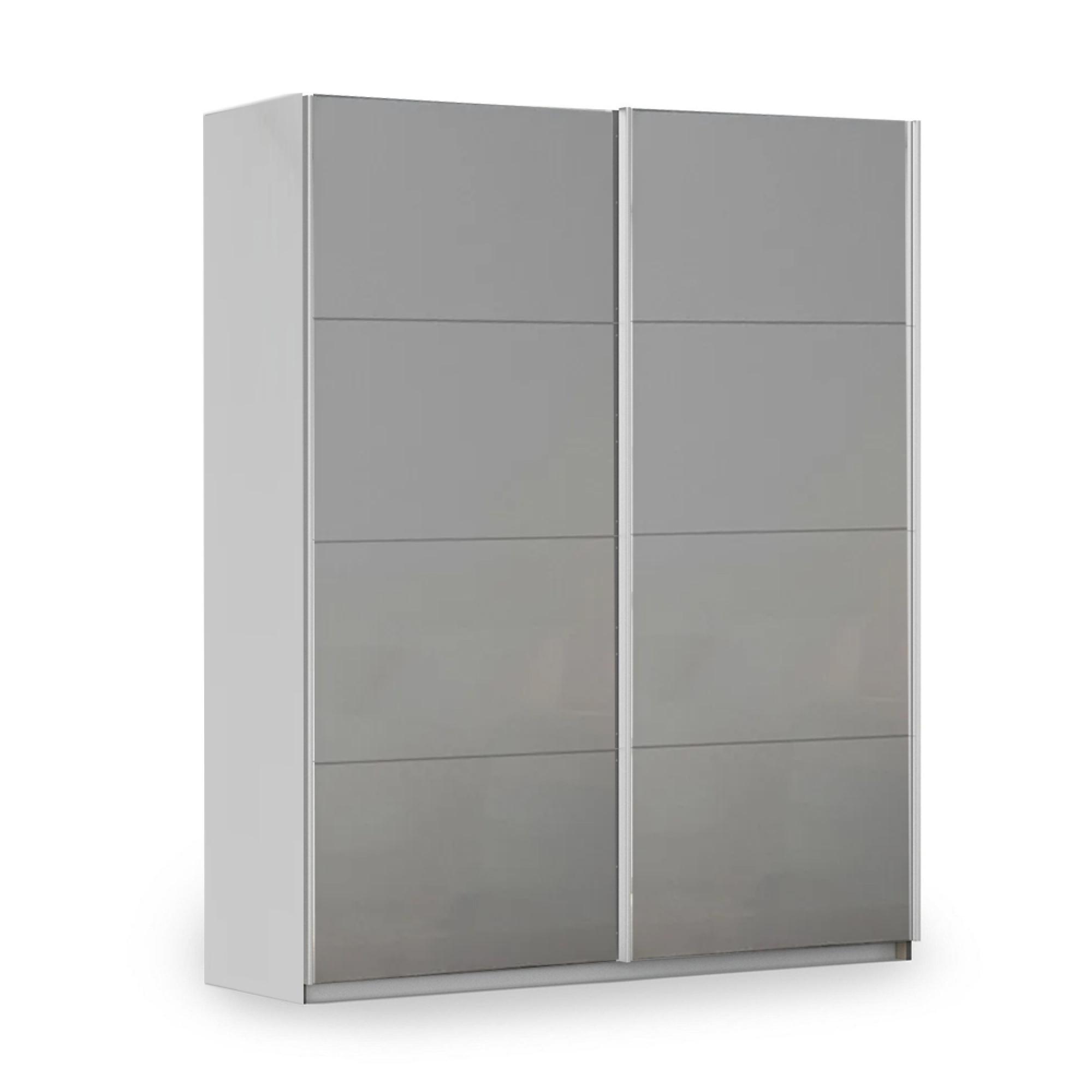 Miramar Type-3 Sliding Wardrobe - 181cm - 2 Door - Silk Grey & Silk Grey Glass