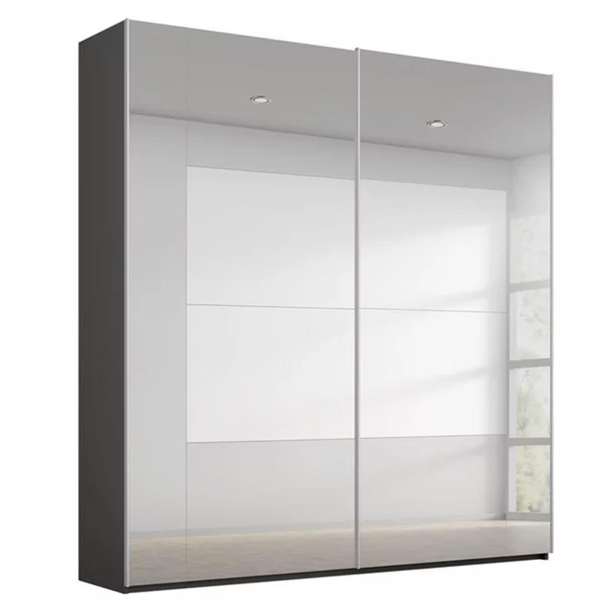 Miramar Type-4 Sliding Wardrobe - 181cm - 2 Door - Fully Mirrored - Graphite