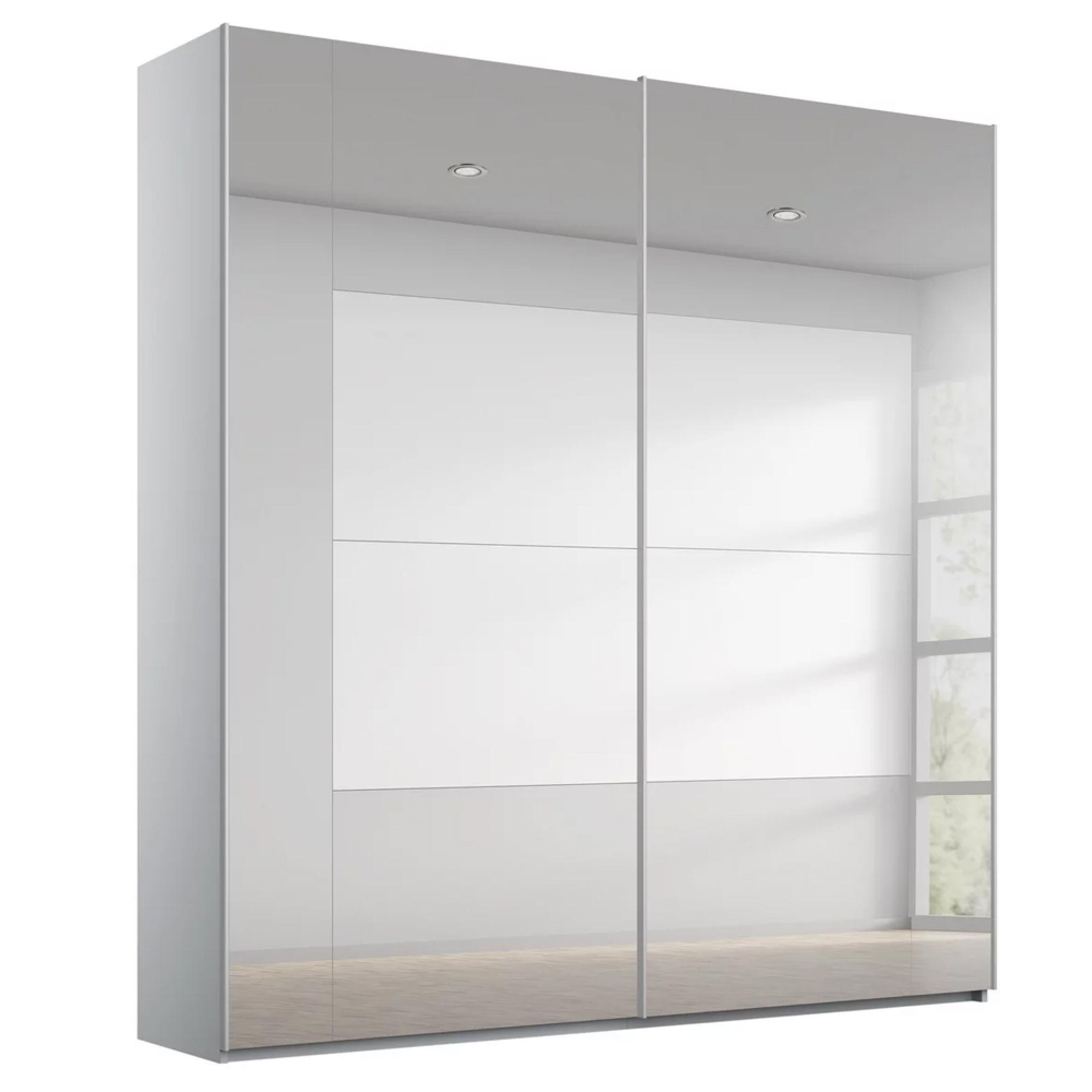 Miramar Type-4 Sliding Wardrobe - 181cm - 2 Door - Fully Mirrored - Silk Grey