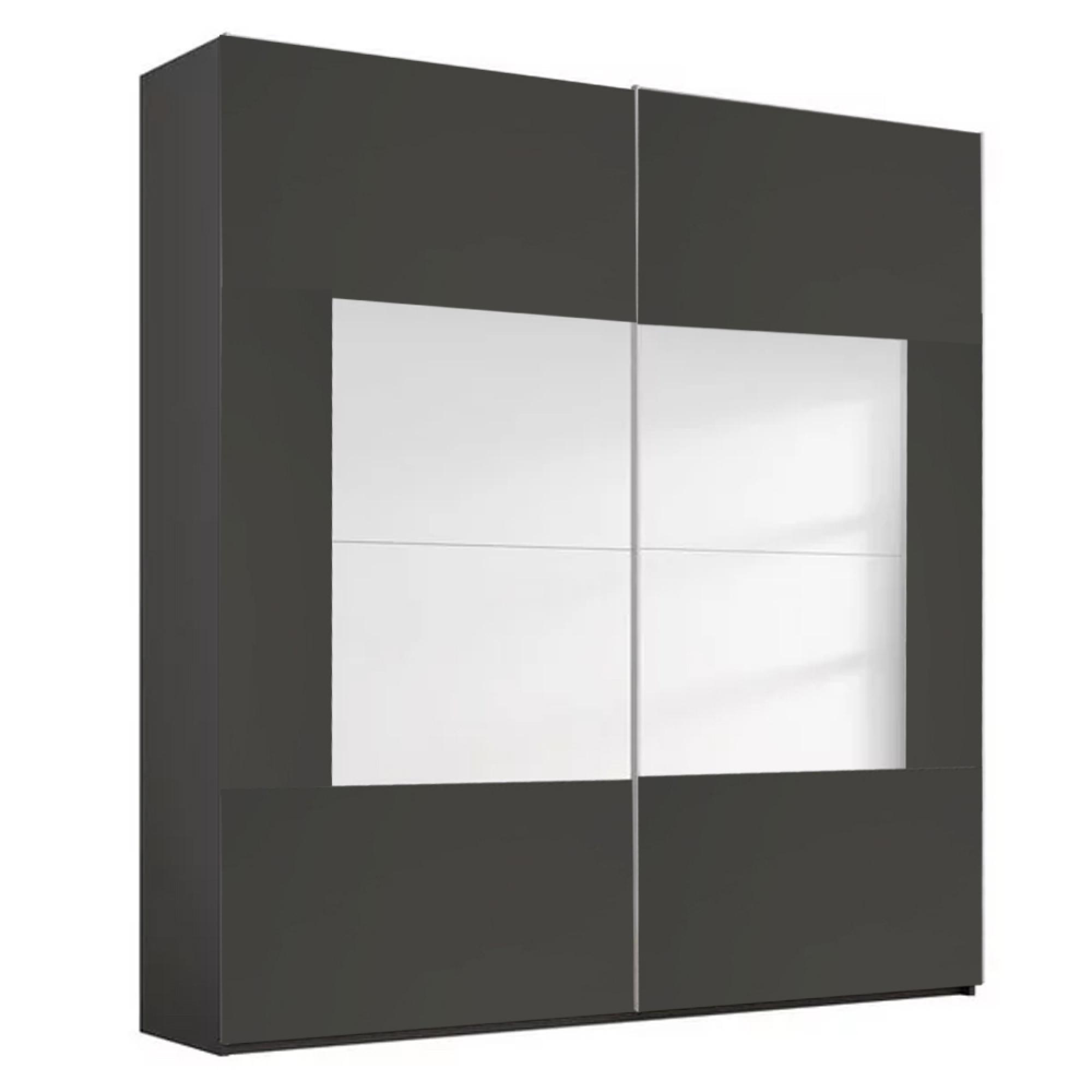 Miramar Type-4 Sliding Wardrobe - 181cm - 2 Door - Graphite & Basalt Glass