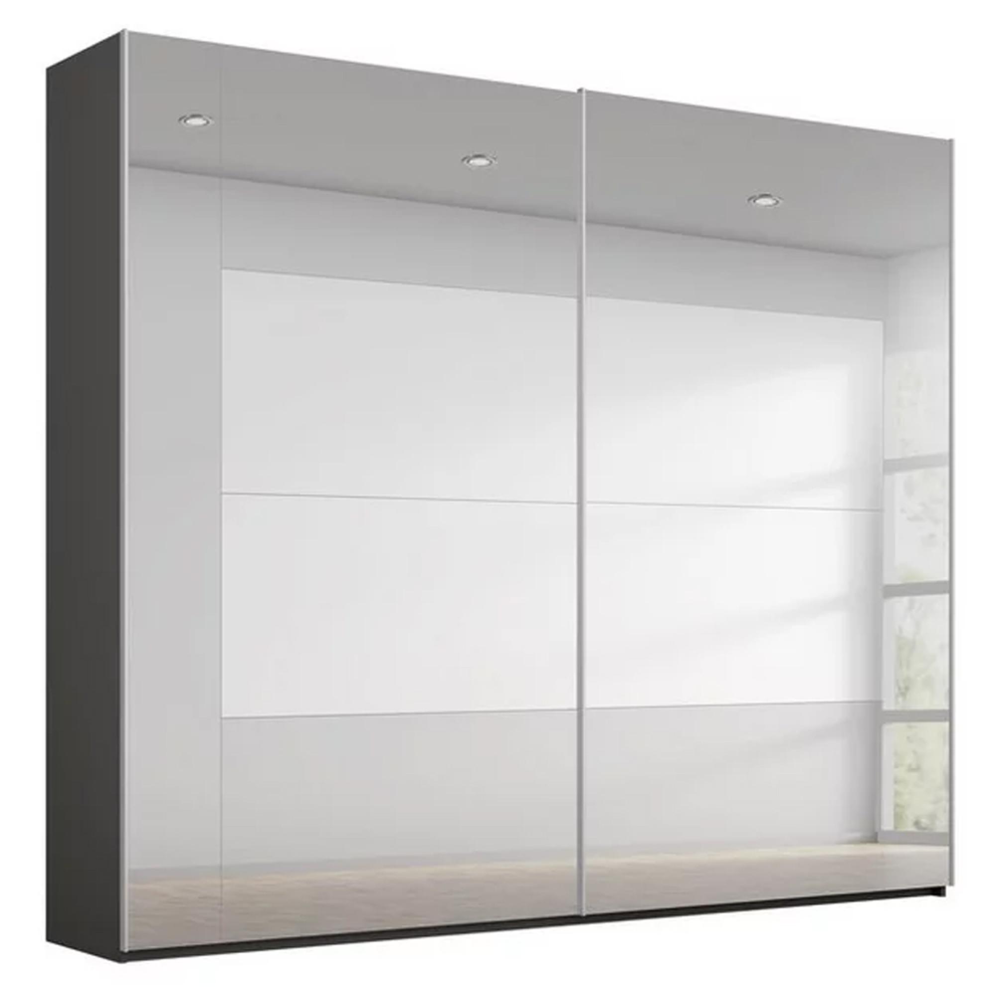 Miramar Type-4 Sliding Wardrobe - 226cm - 2 Door - Fully Mirrored - Graphite