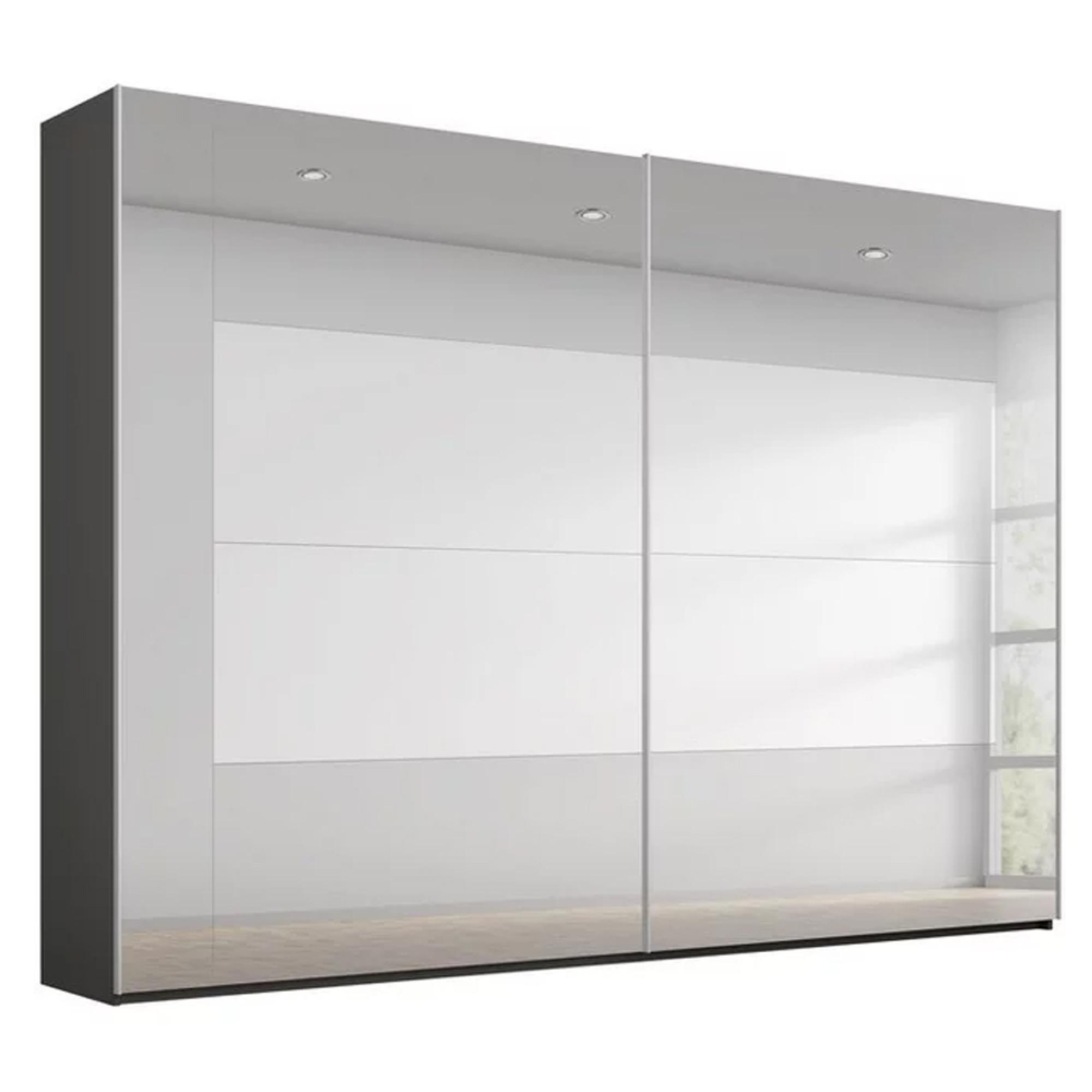 Miramar Type-4 Sliding Wardrobe - 271cm - 2 Door - Fully Mirrored - Graphite