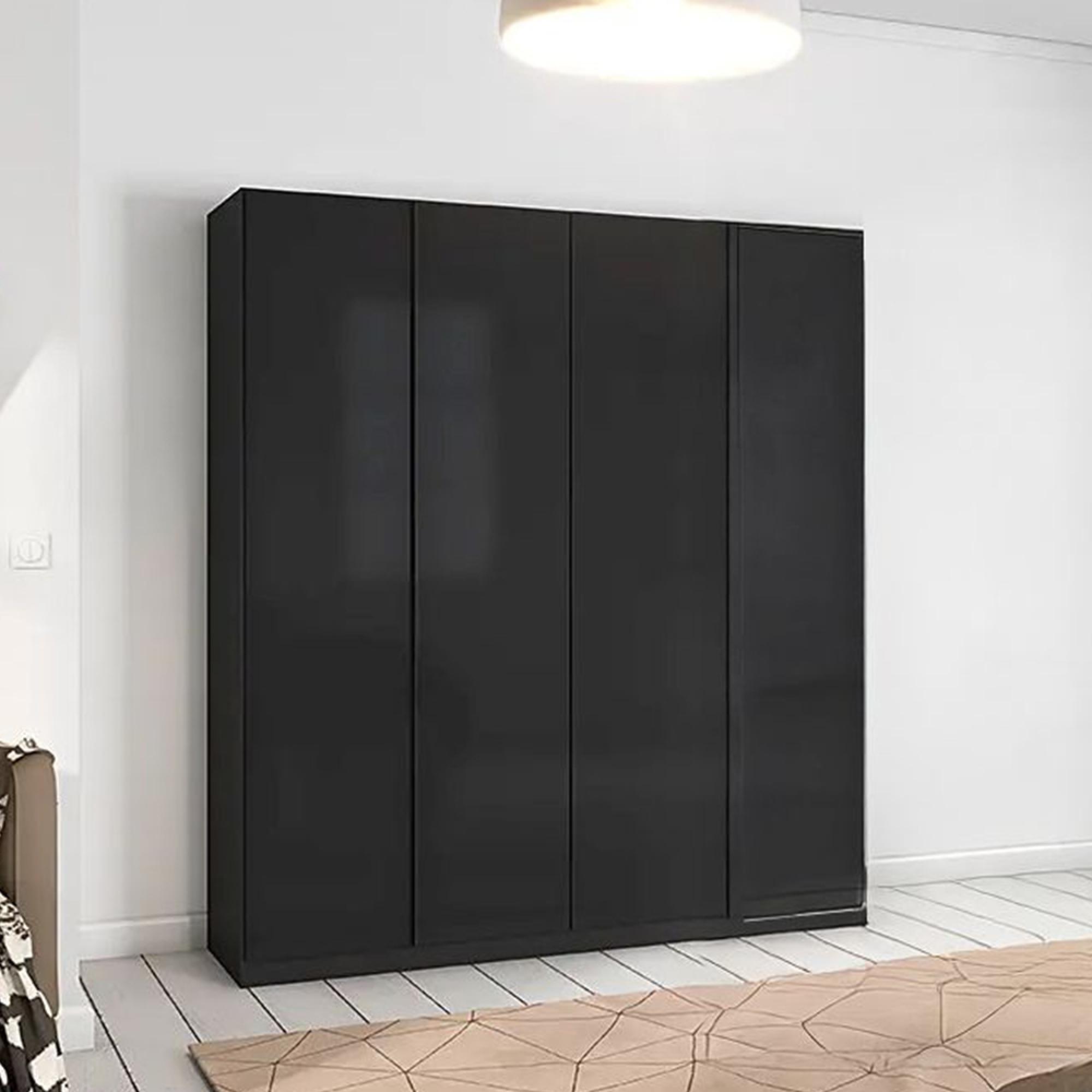 Monostar Wardrobe - 181cm - 4 Door - Metallic Dark Grey with Basalt Glass