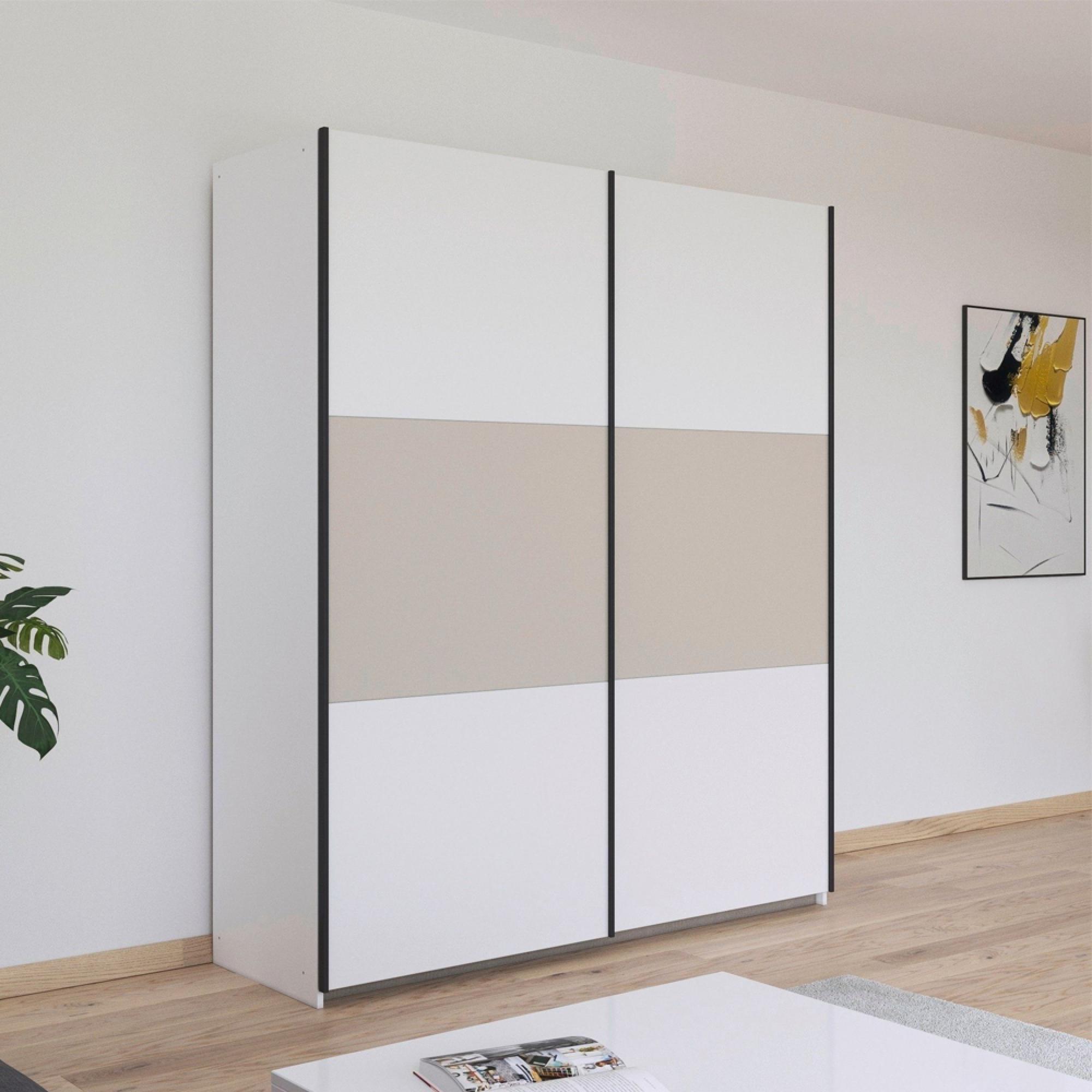 Neo Sliding Wardrobe - 175cm - 2 Door - Alpine White & Champagne