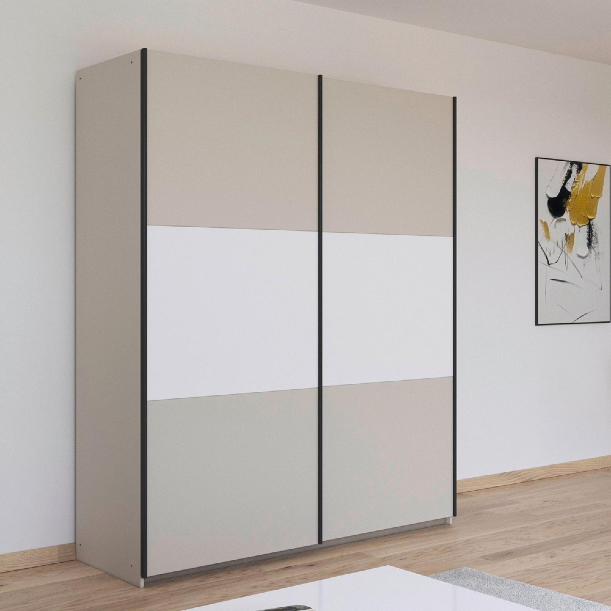 Neo Sliding Wardrobe - 175cm - 2 Door - Champagne & Alpine White