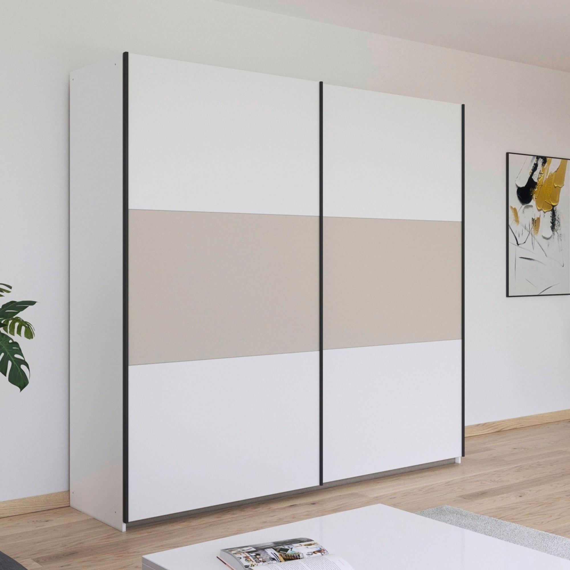 Neo Sliding Wardrobe - 218cm - 2 Door - Alpine White & Champagne