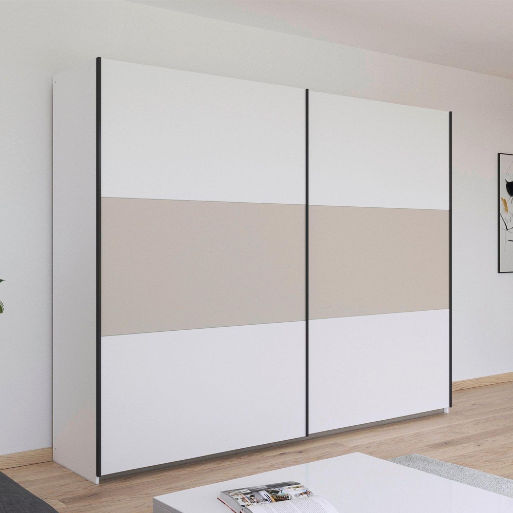 Neo Sliding Wardrobe - 261cm - 2 Door - Alpine White & Champagne