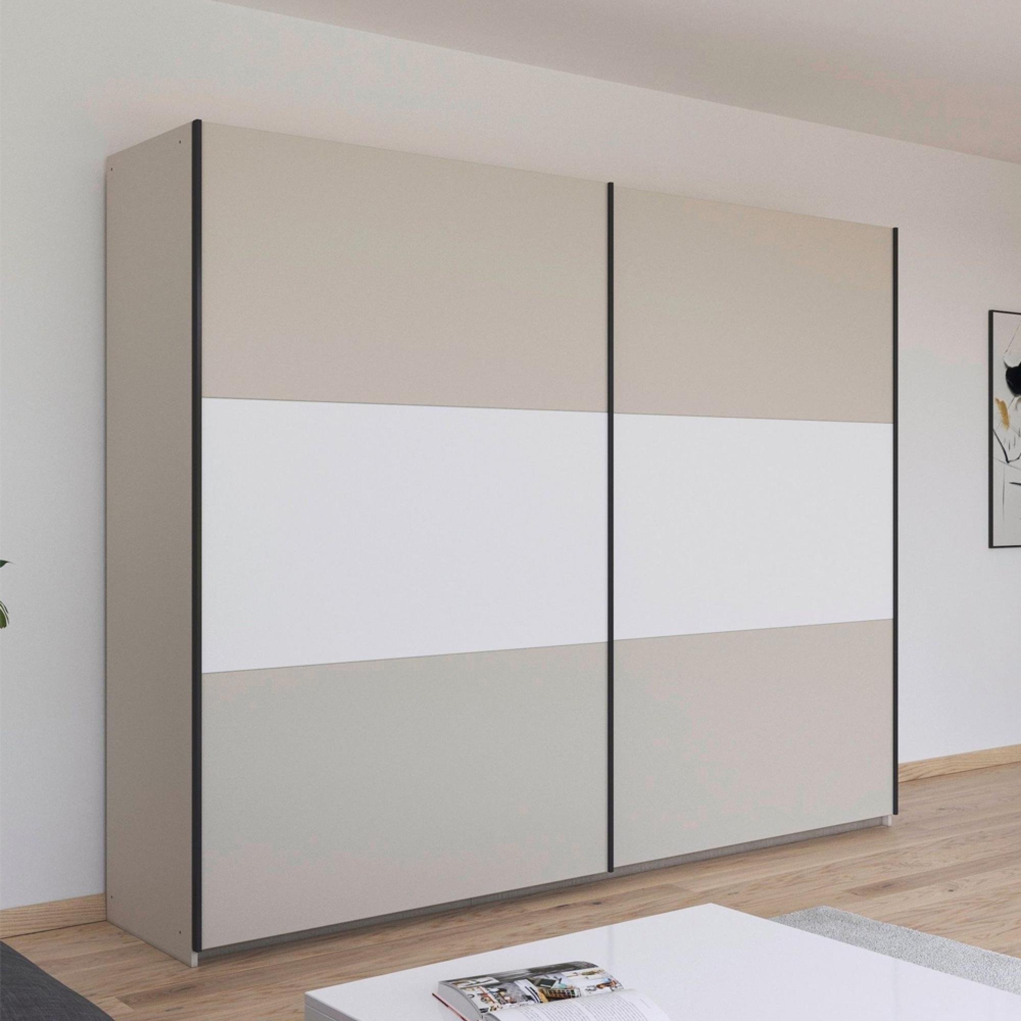 Neo Sliding Wardrobe - 261cm - 2 Door - Champagne & Alpine White
