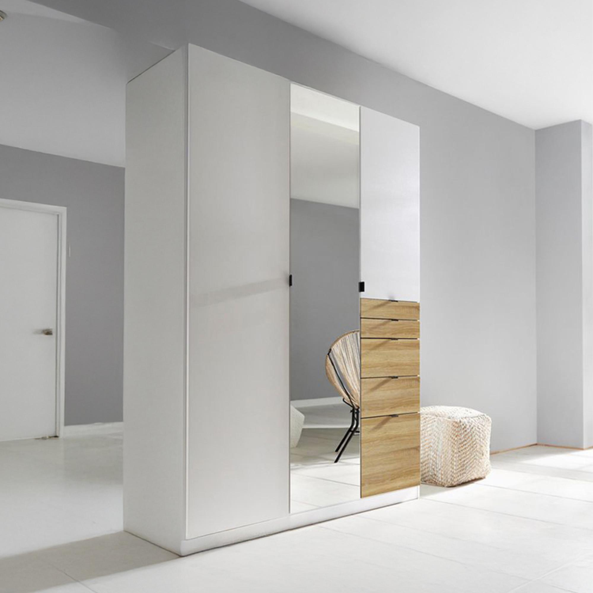Ontario Wardrobe - 136cm - 3 Door - Combi - Alpine White & Sonoma Oak