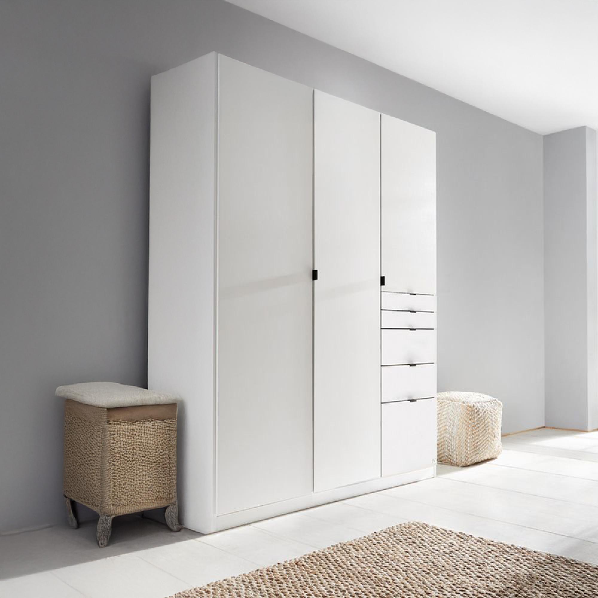 Ontario Wardrobe - 136cm - 3 Door - 5 Drawer - Alpine White