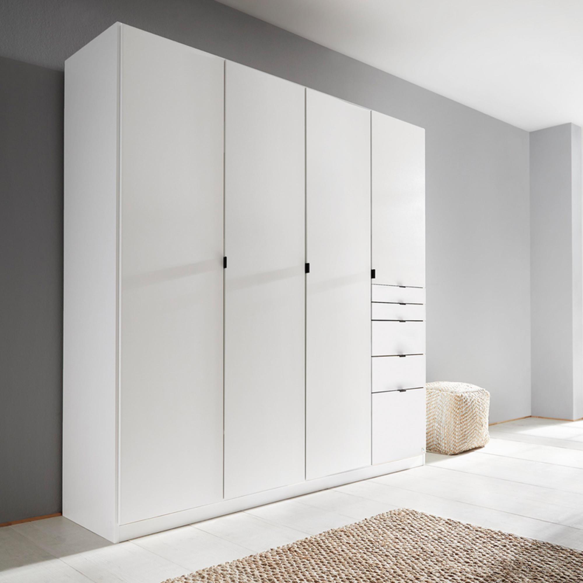 Ontario Wardrobe - 181cm - 4 Door - 5 Drawer - Alpine White