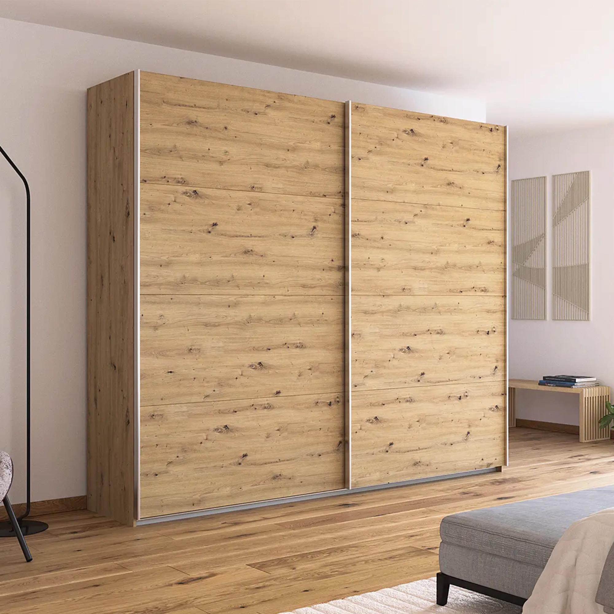 Quadra Sliding Wardrobe - 271cm - 2 Door - Artisan Oak