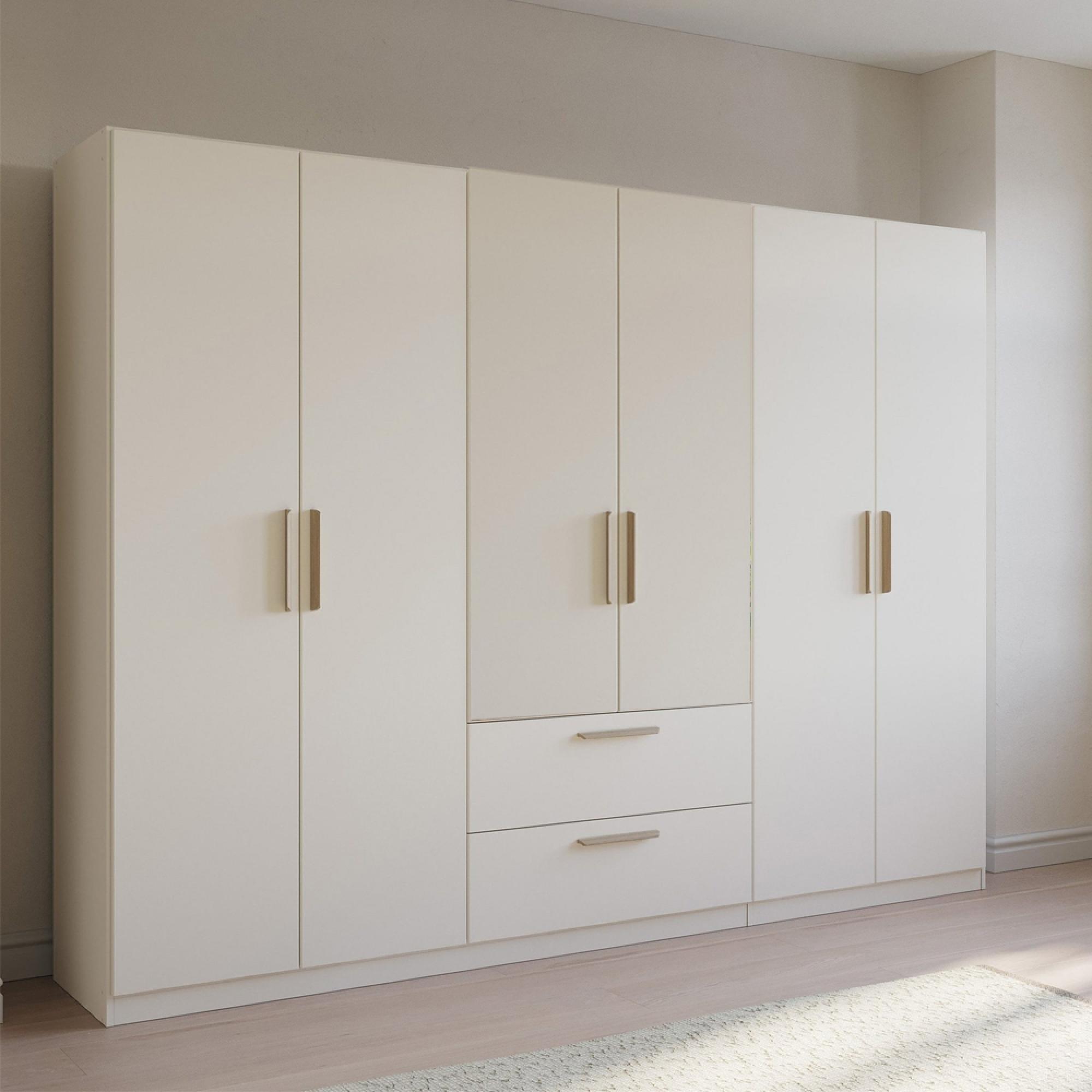 Skandi Wardrobe - 271cm - 6 Door - 2 Drawer - Alpine White