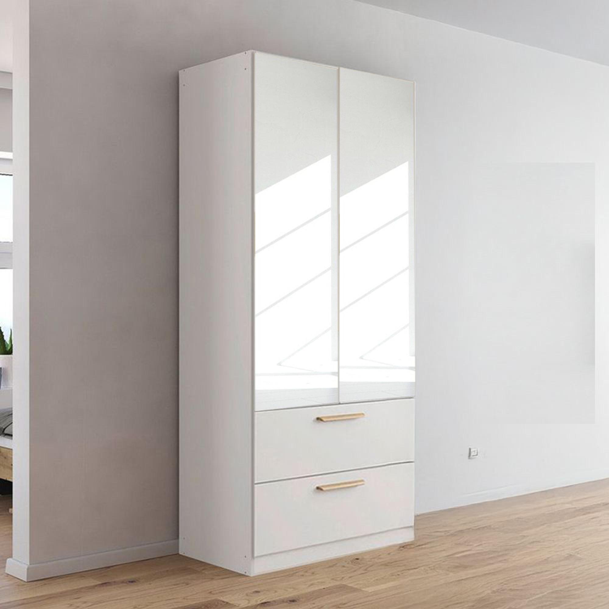 Skandi Wardrobe - 91cm - 2 Door - Mirrored - Alpine White