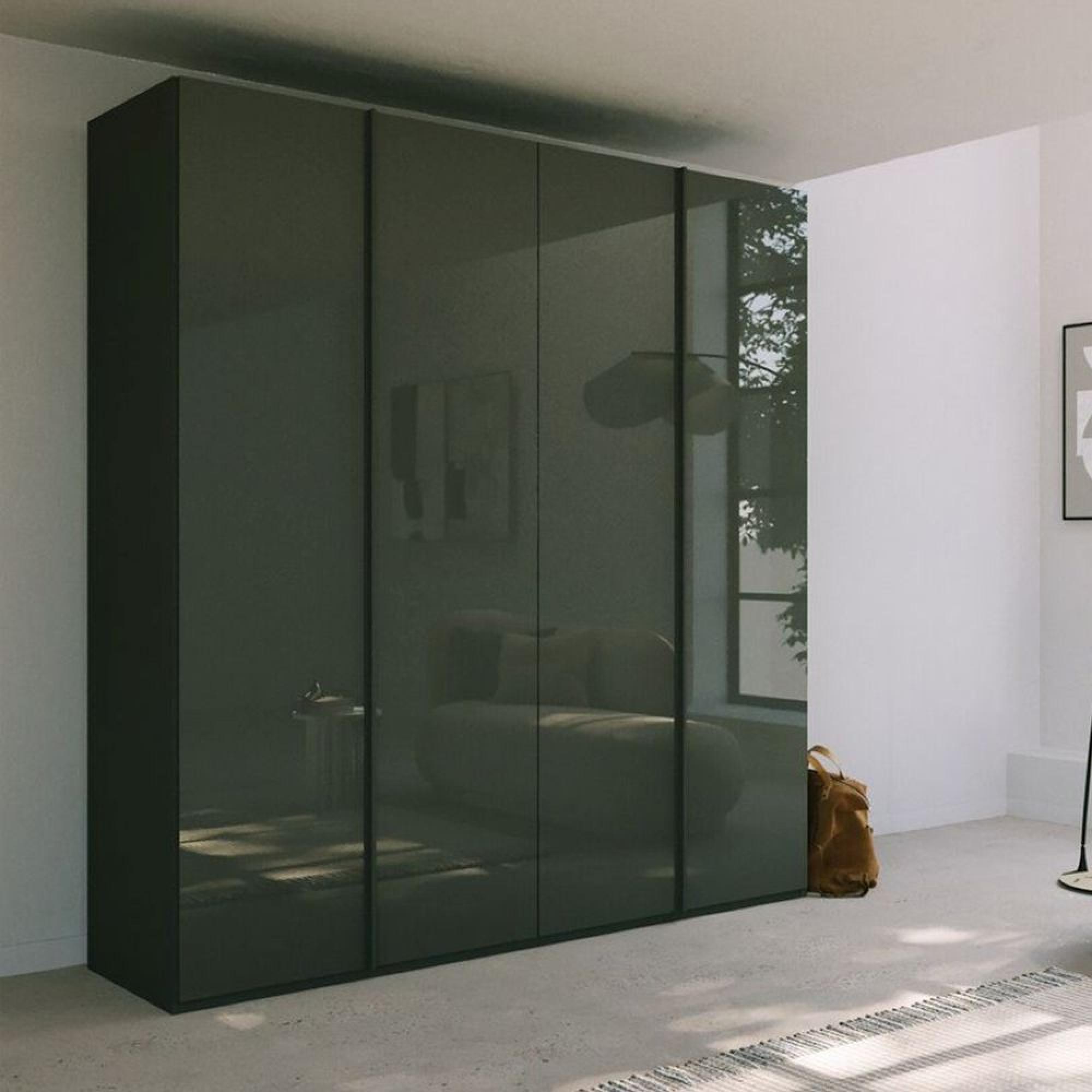 Skat Meridian Wardrobe - 201cm - 4 Door - Graphite & Basalt Glass