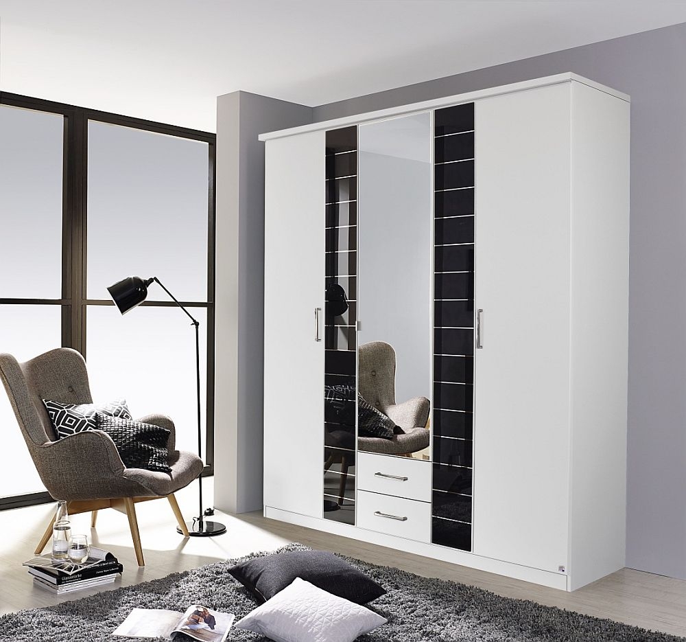 Terano Wardrobe - 181cm - 3 Door - Combi - White & Basalt