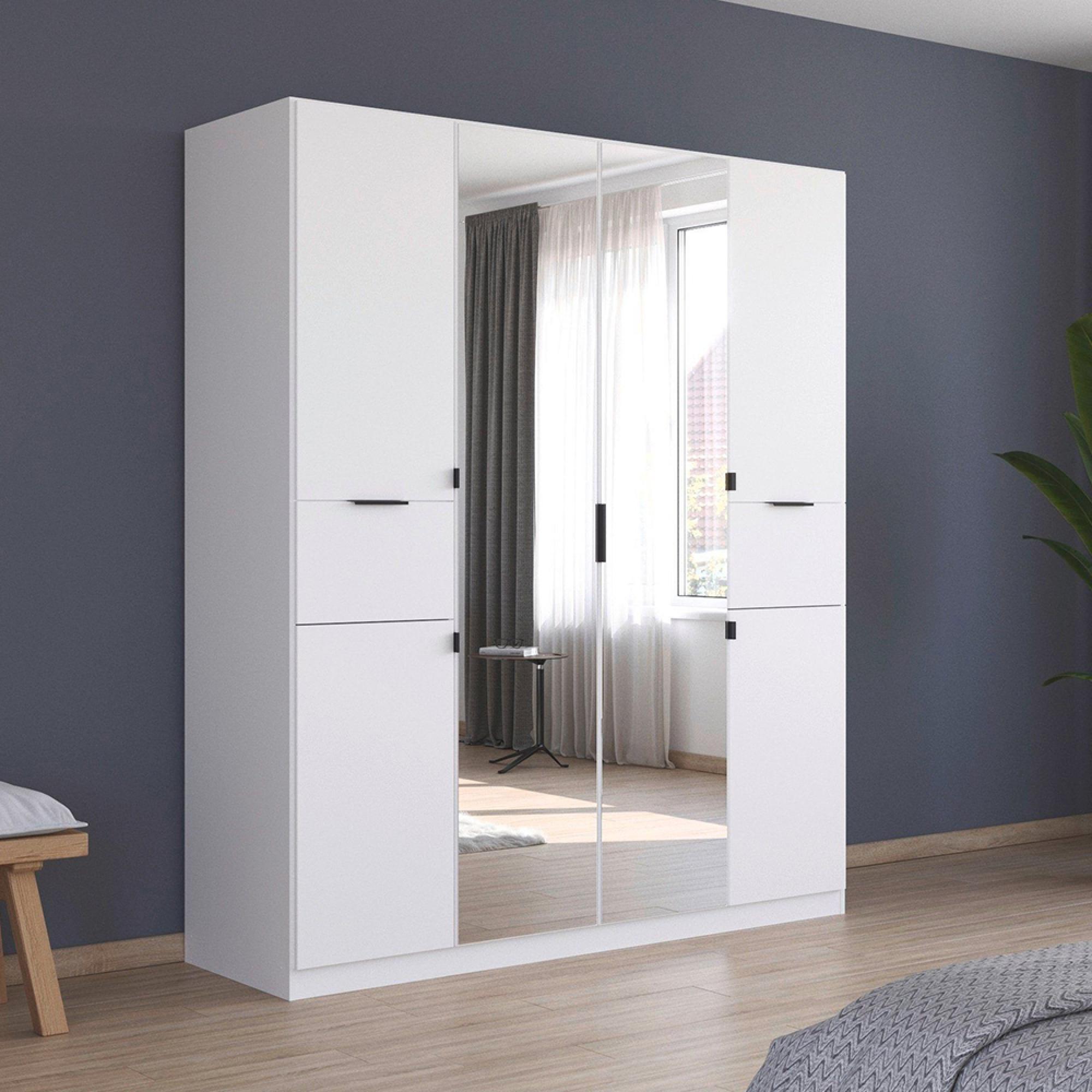 Ticao Wardrobe - 181cm - 6 Door - Combi - Alpine White