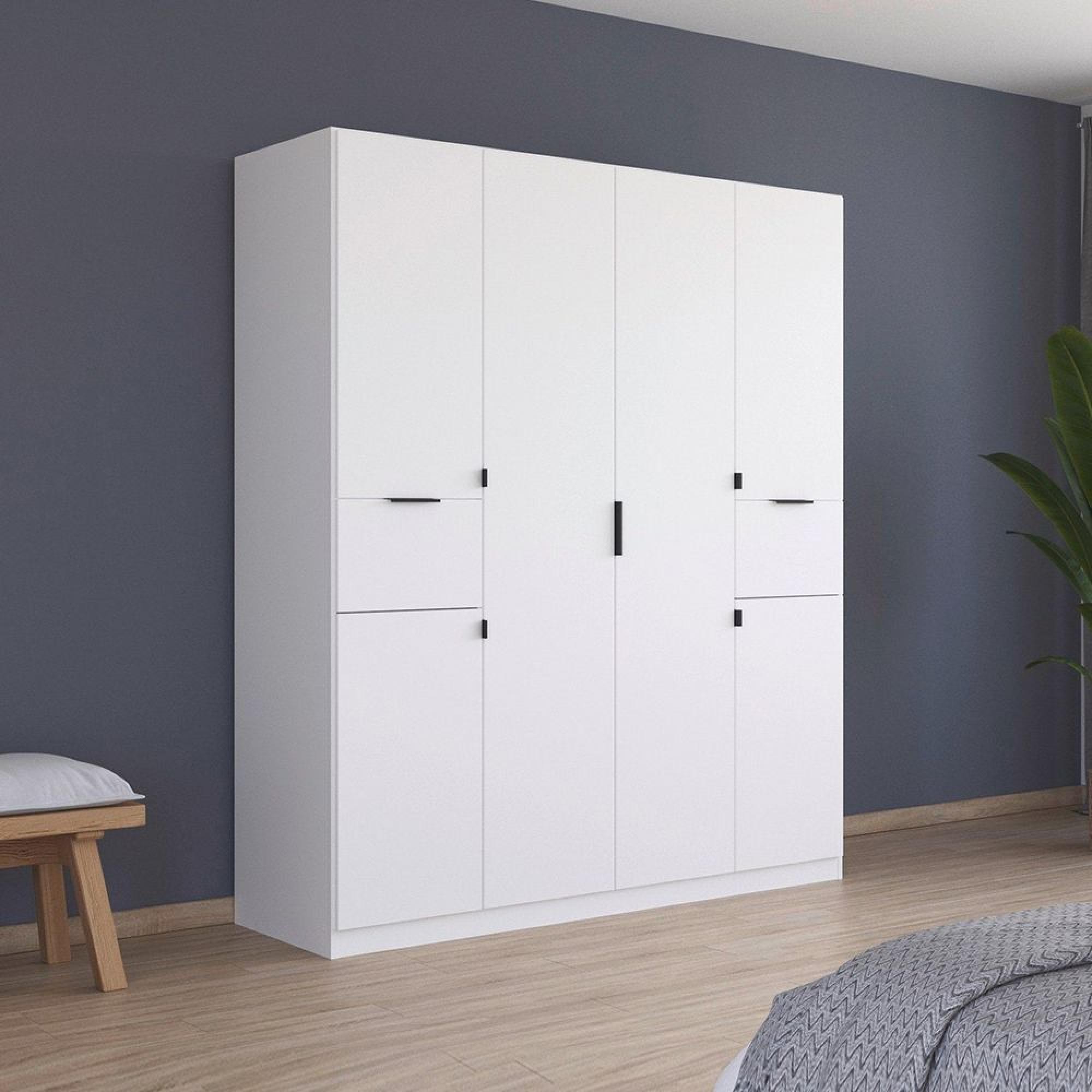 Ticao Wardrobe - 181cm - 6 Door - Alpine White