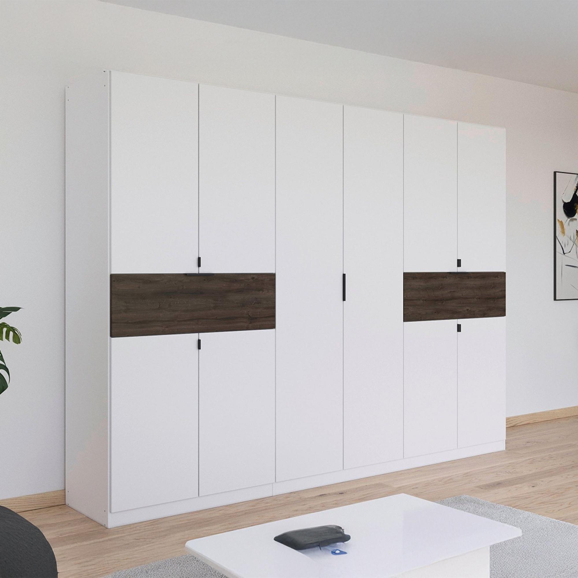 Ticao Wardrobe - 271cm - 10 Door - Alpine White & Atlantic Dark Oak