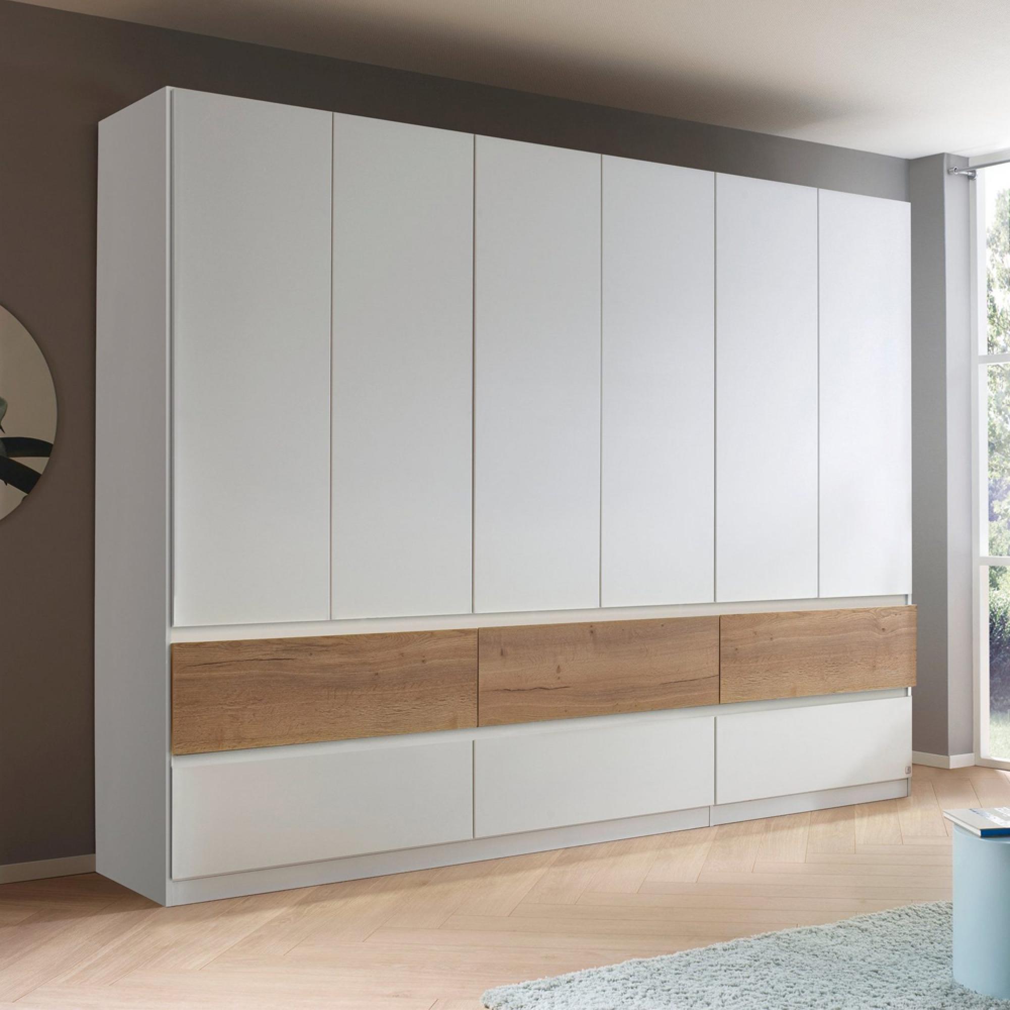 Winnipeg Wardrobe - 271cm - 6 Door - Alpine White & Halifax Oak