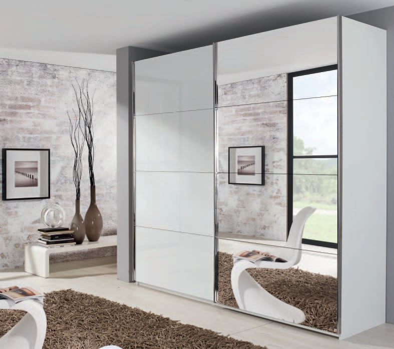 Xtend Sliding Wardrobe - 226cm - 2 Door - Mirror - White