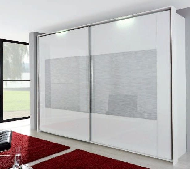 Xtend Sliding Wardrobe - 316cm - 2 Door - White & Silk Grey Glass