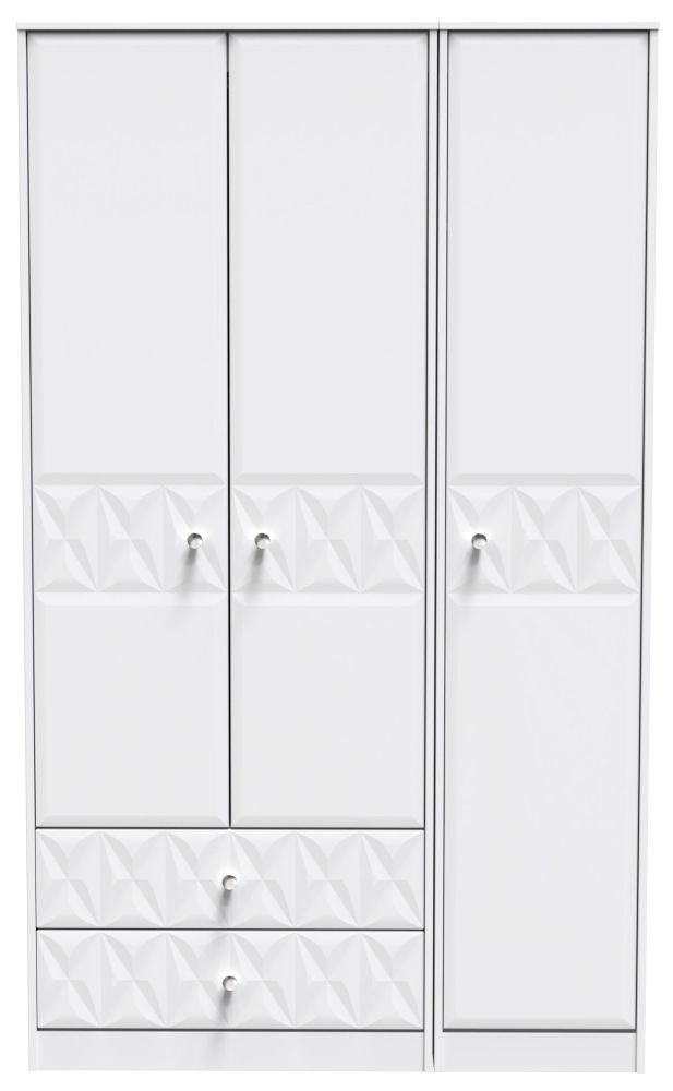 San Jose Wardrobe - 3 Door - LHF 2 Drawers - Triple - Tall - White