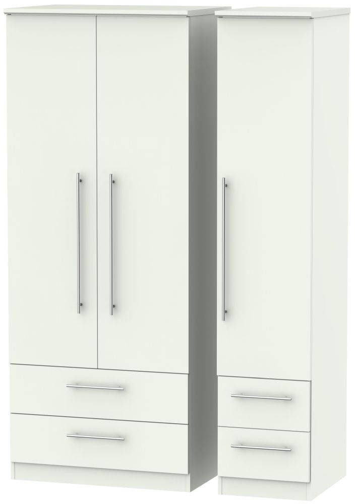 Sherwood Triple Wardrobe - 3 Door - 4 Drawer - Porcelain