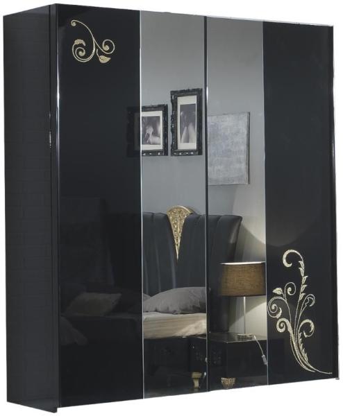 Sofia Wardrobe - 2 Door - Sliding - with Mirrors - Black Italian