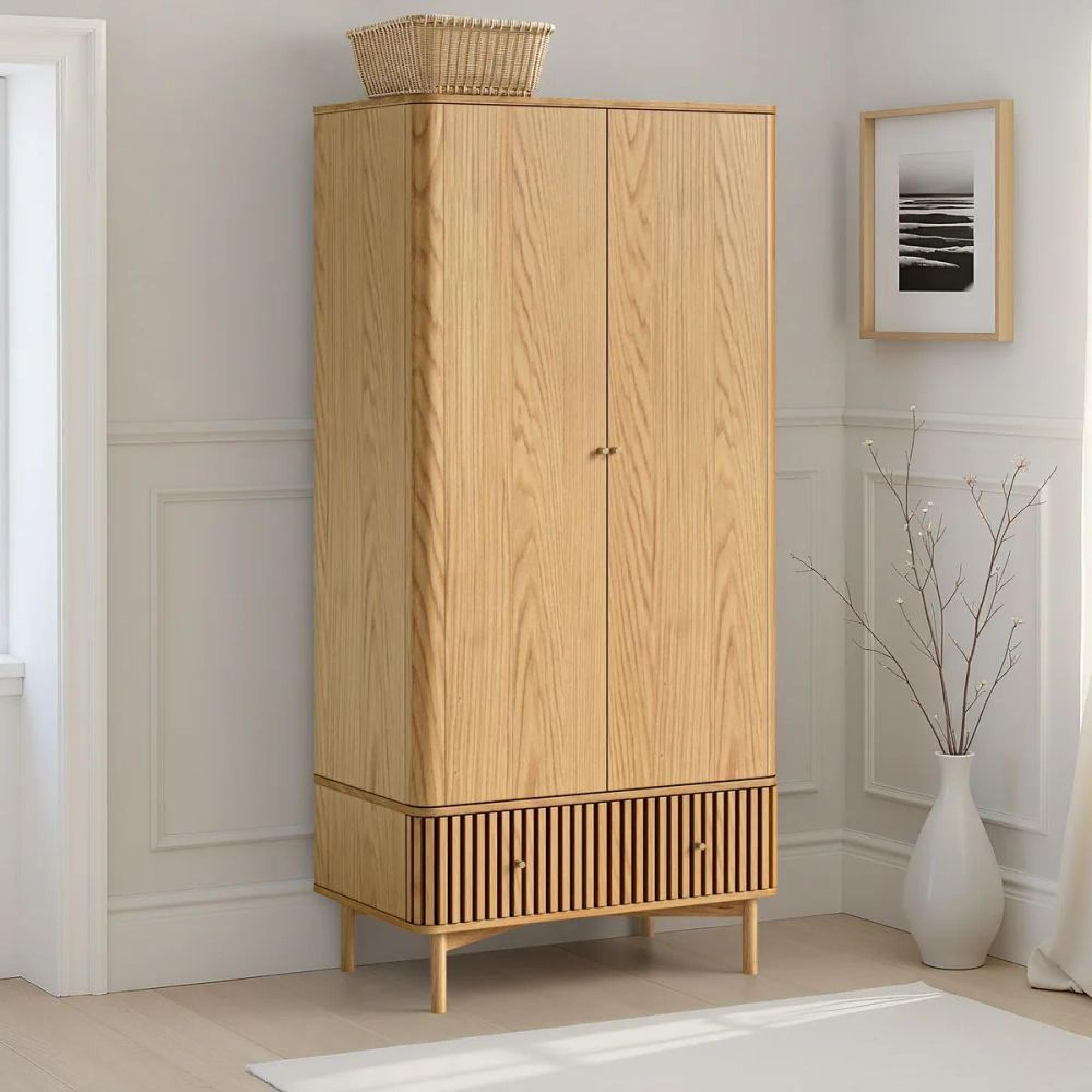 Soho Gents Slatted Wardrobe - 2 Door - Oak