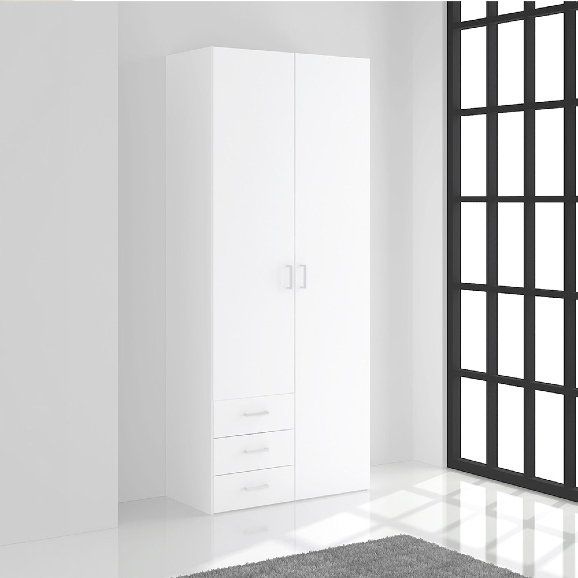 Space Wardrobe - 2 Door - 3 Drawer - White