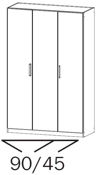 17D4 : 3 Door Wardrobe with Carcase Color Short Handle
