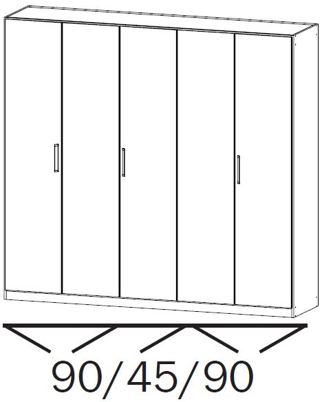 17D8 : 5 Door Wardrobe with Chrome Color Short Handle
