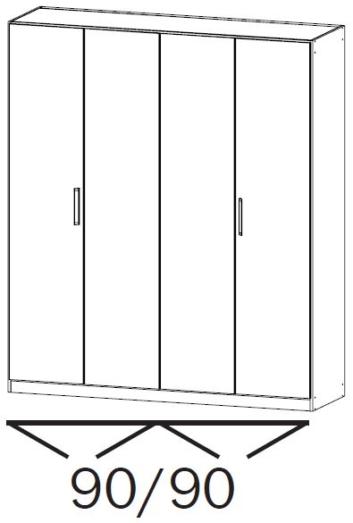 17L5 : 4 High Polish Door Wardrobe with Chrome Color Long Handle