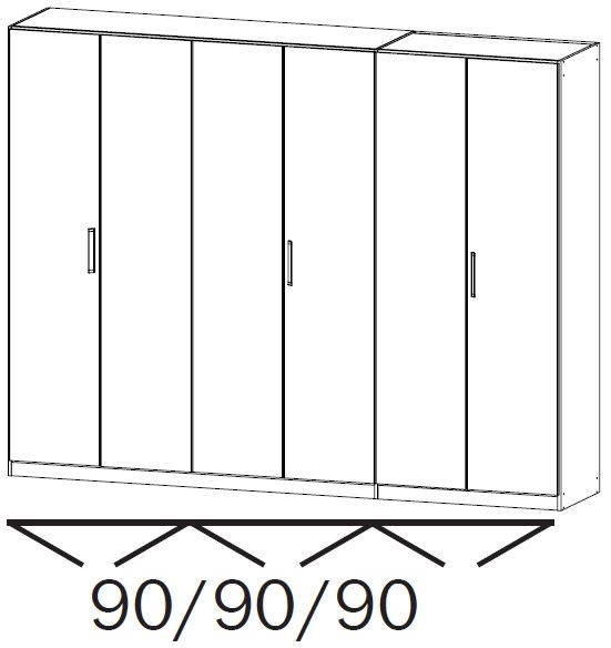 4F30 : 6 Door Wardrobe with Vertical and Horizontal Trim with Chrome Color Short Handle