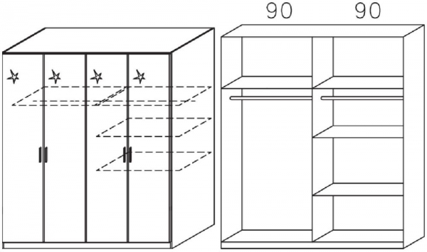 0EL4 : 4 High Polish Door Wardrobe