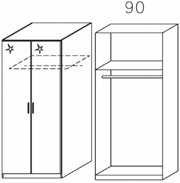 4867 : 2 High Polish Door Wardrobe