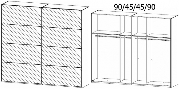 19T2 : 2 Mirror Door Sliding Wardrobe and Chrome Color Handle Strip