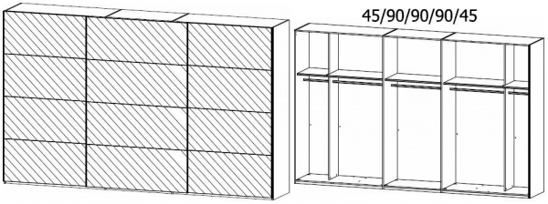19T6 : 3 Mirror Door Sliding Wardrobe and Carcase Color Handle Strip