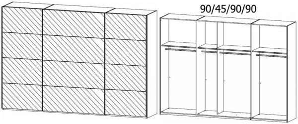 59T8 : 3 Mirror Door Sliding Wardrobe and Chrome Color Handle Strip