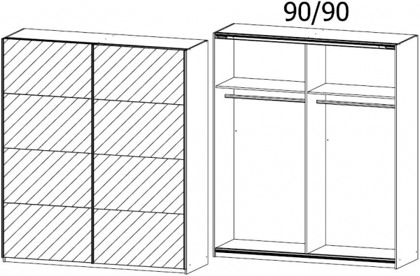 56J8 : 2 Mirror Door Sliding Wardrobe