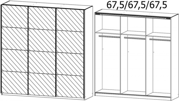 50S0 : 3 Mirror Door Sliding Wardrobe with Aluminium Color Handle Strips