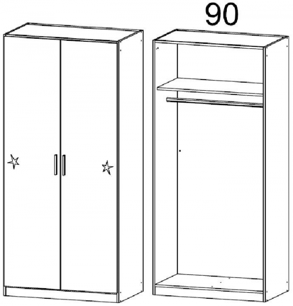 3100 : 2 Door High Polish Wardrobe