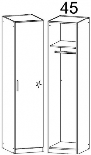 3103 : 1 Right High Polish Door Wardrobe