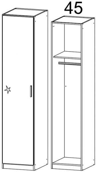 4866 : 1 Left High Polish Door Wardrobe